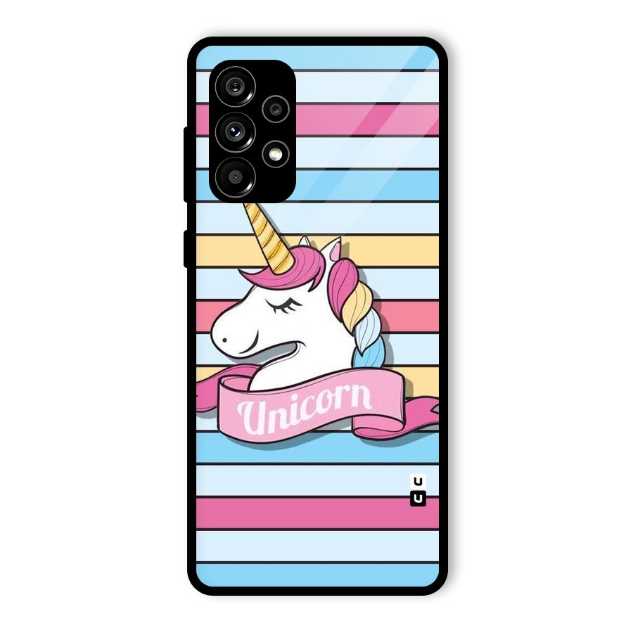 Unicorn Stripes Glass Back Case for Galaxy A73 5G