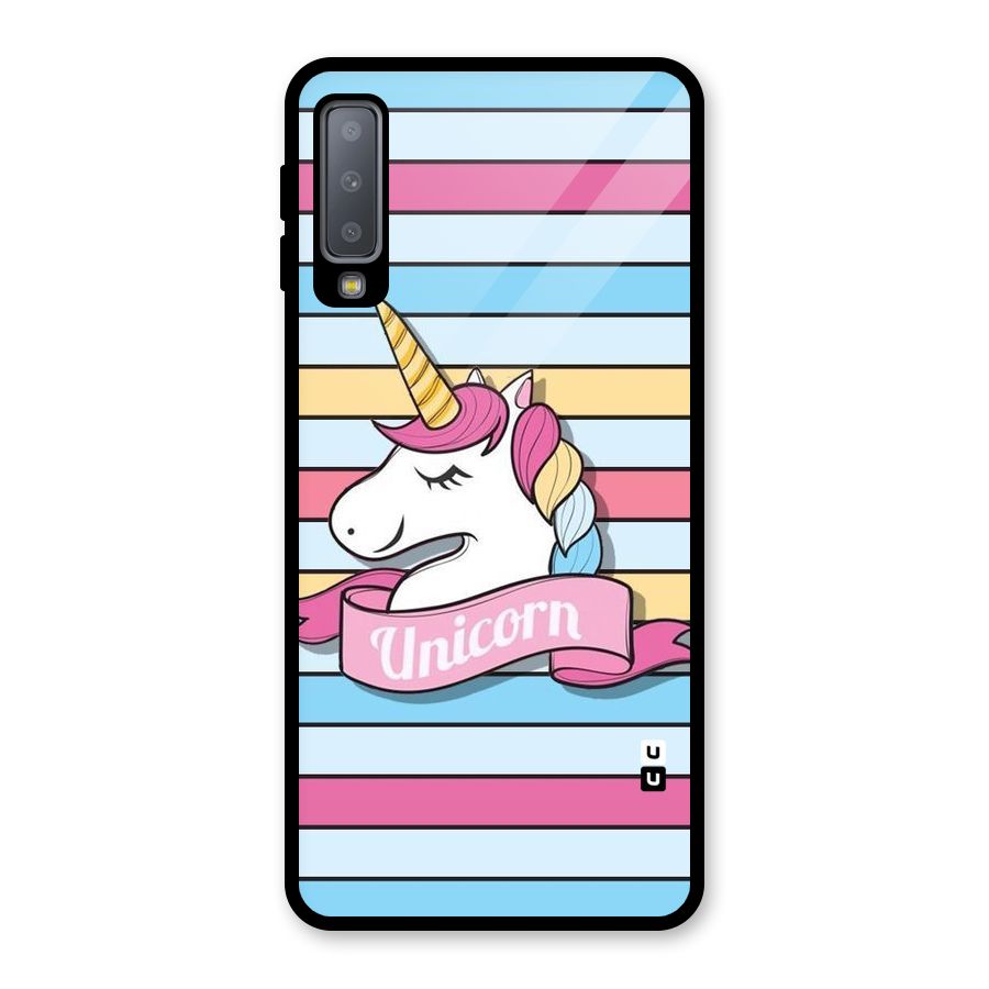 Unicorn Stripes Glass Back Case for Galaxy A7 (2018)