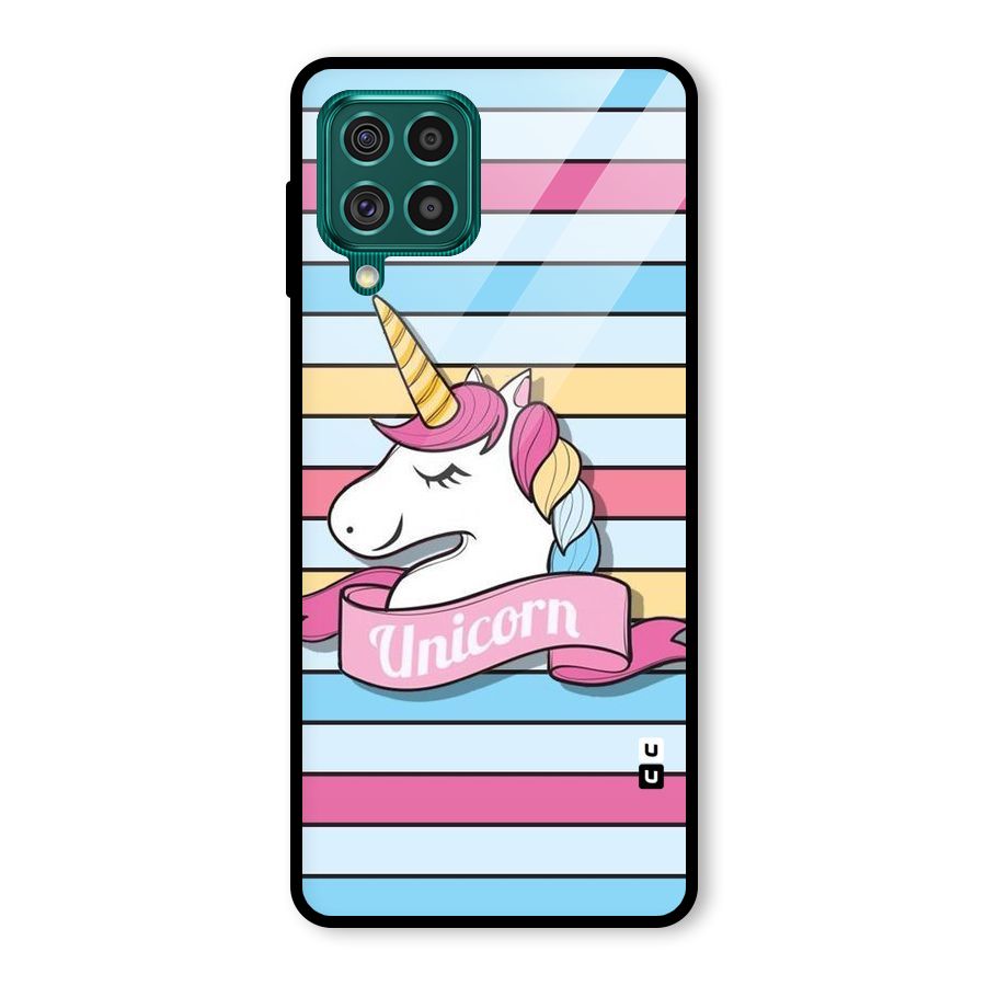 Unicorn Stripes Glass Back Case for Galaxy F62