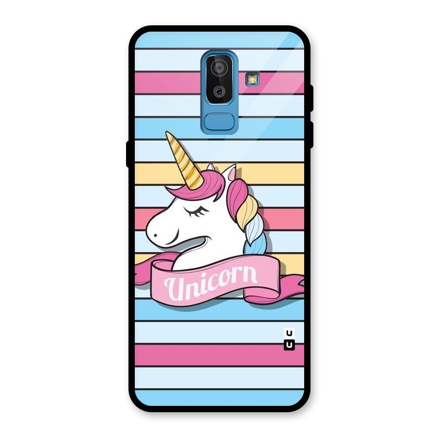 Unicorn Stripes Glass Back Case for Galaxy J8