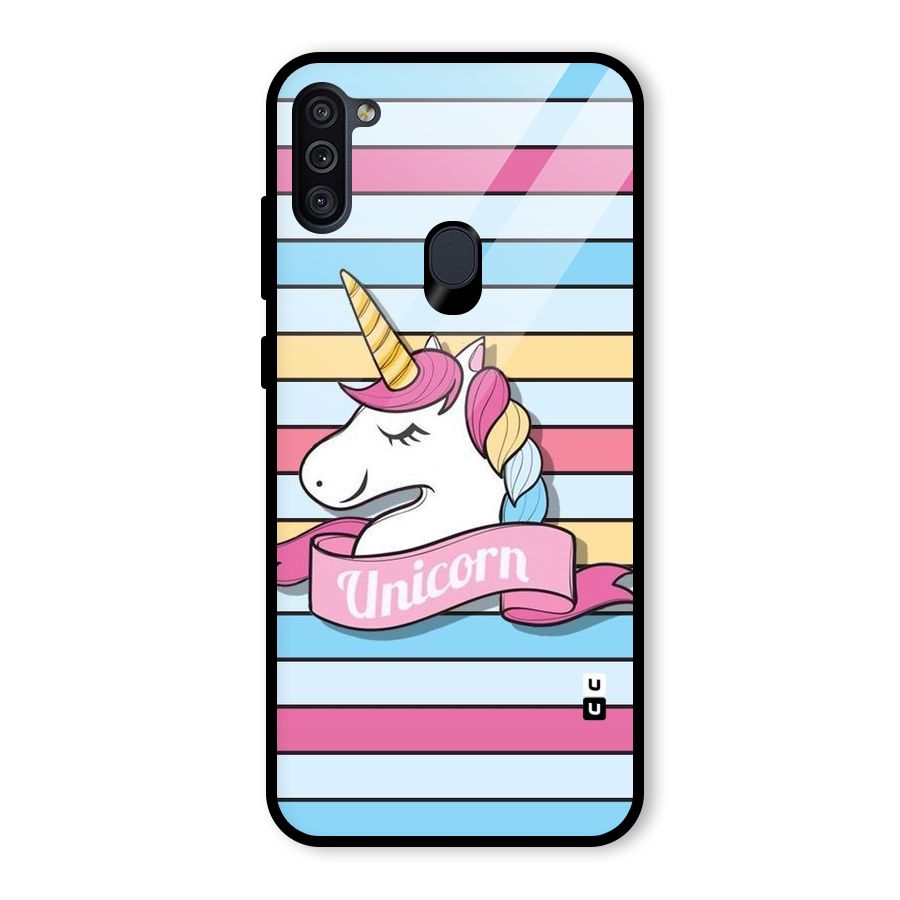 Unicorn Stripes Glass Back Case for Galaxy M11