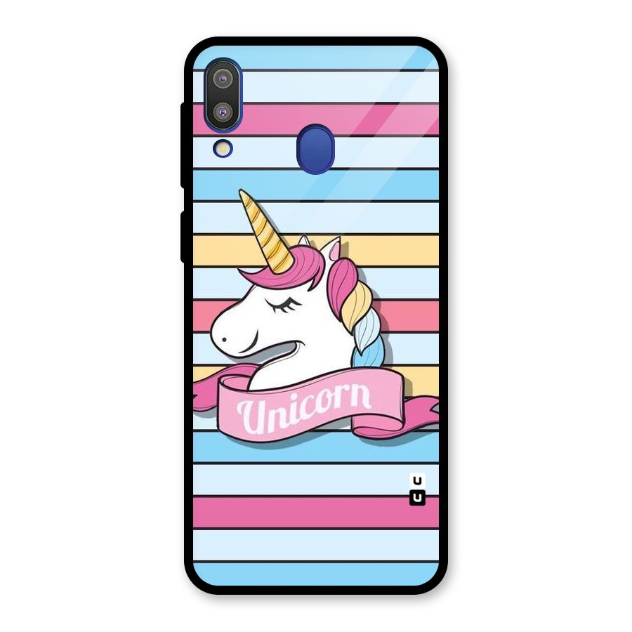Unicorn Stripes Glass Back Case for Galaxy M20