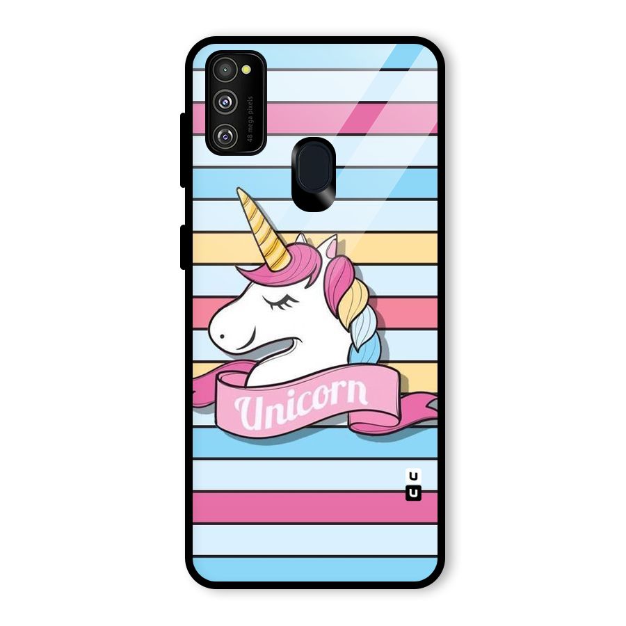 Unicorn Stripes Glass Back Case for Galaxy M30s
