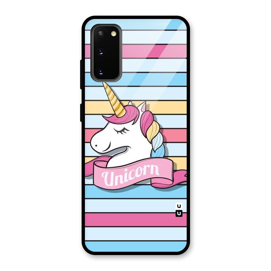 Unicorn Stripes Glass Back Case for Galaxy S20