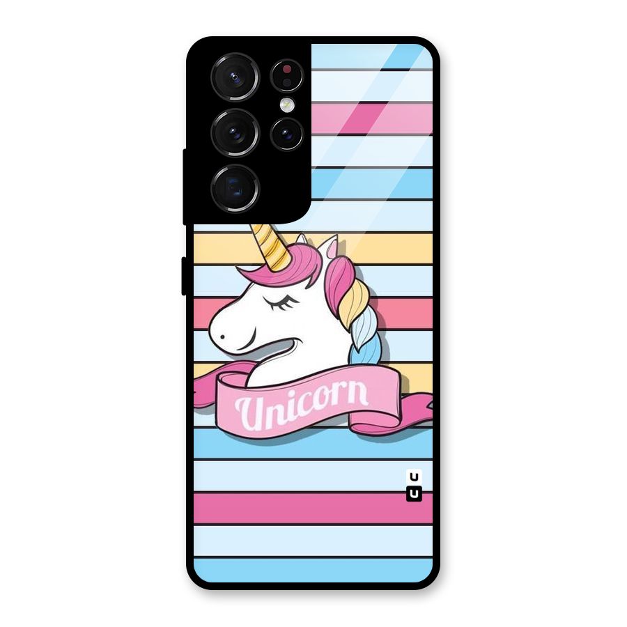 Unicorn Stripes Glass Back Case for Galaxy S21 Ultra 5G