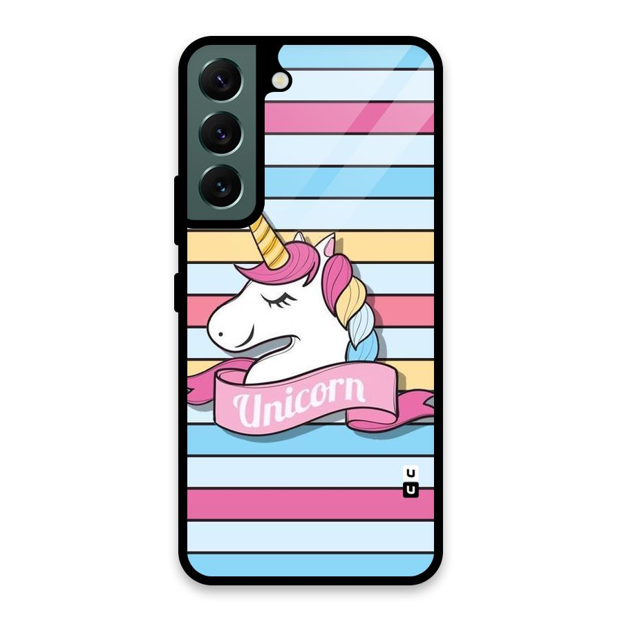 Unicorn Stripes Glass Back Case for Galaxy S22 5G