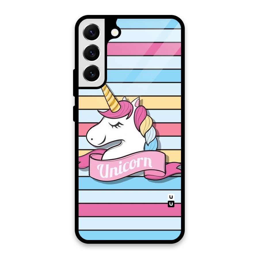 Unicorn Stripes Glass Back Case for Galaxy S22 Plus 5G
