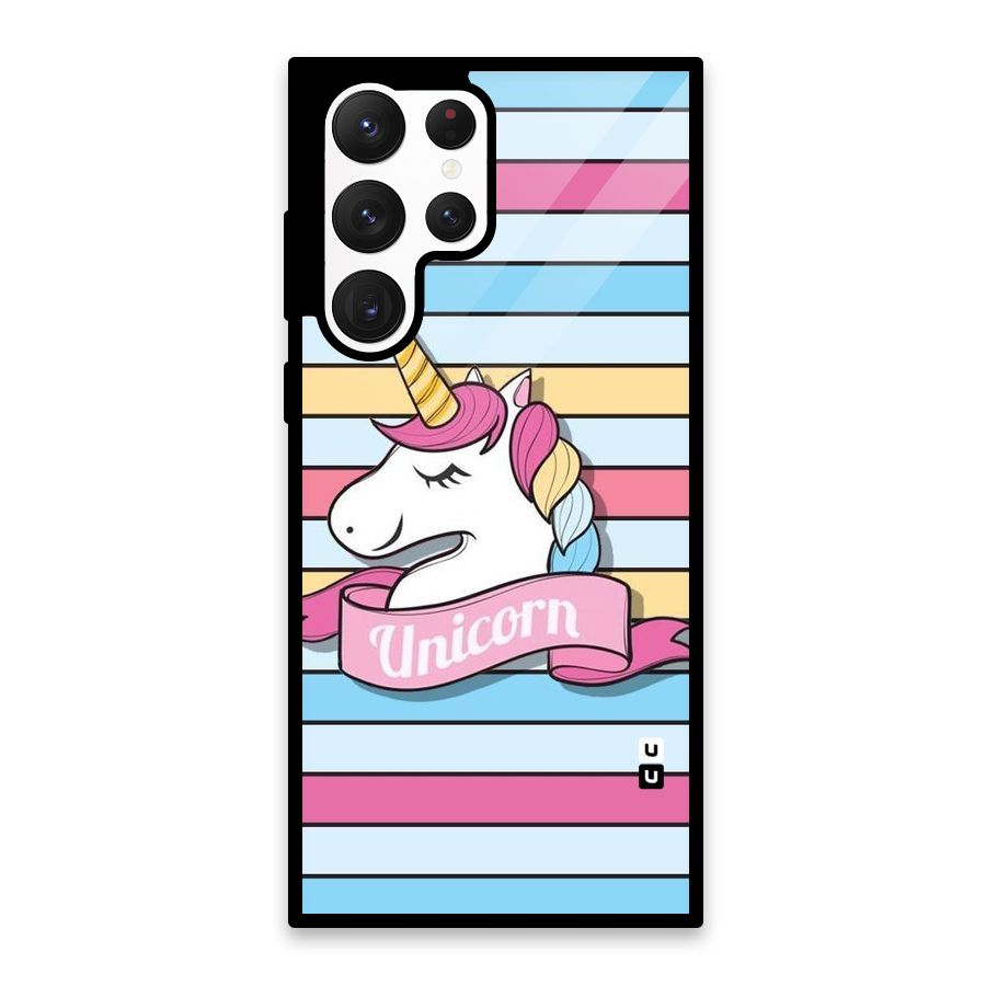Unicorn Stripes Glass Back Case for Galaxy S22 Ultra 5G