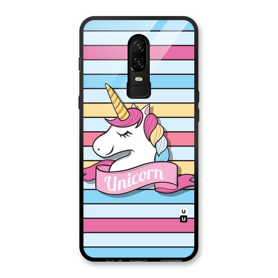 Unicorn Stripes Glass Back Case for OnePlus 6