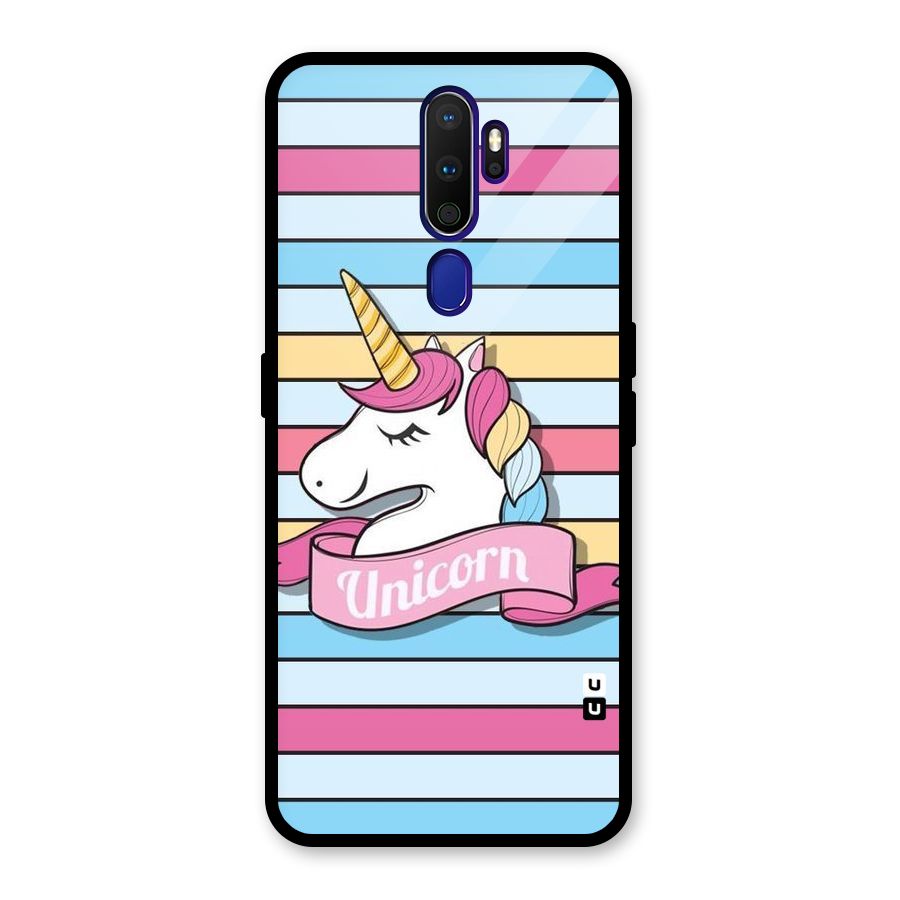 Unicorn Stripes Glass Back Case for Oppo A9 (2020)