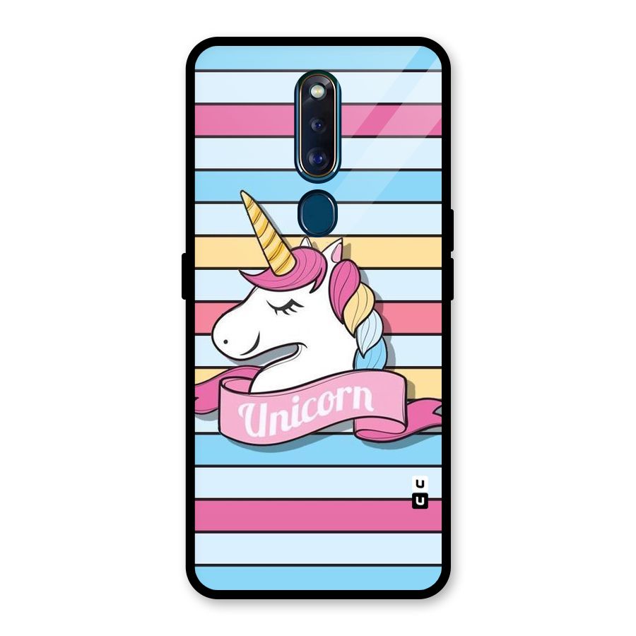 Unicorn Stripes Glass Back Case for Oppo F11 Pro