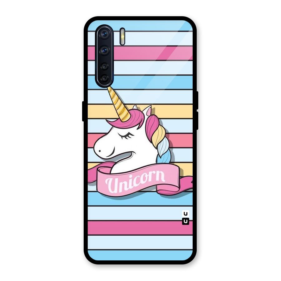 Unicorn Stripes Glass Back Case for Oppo F15