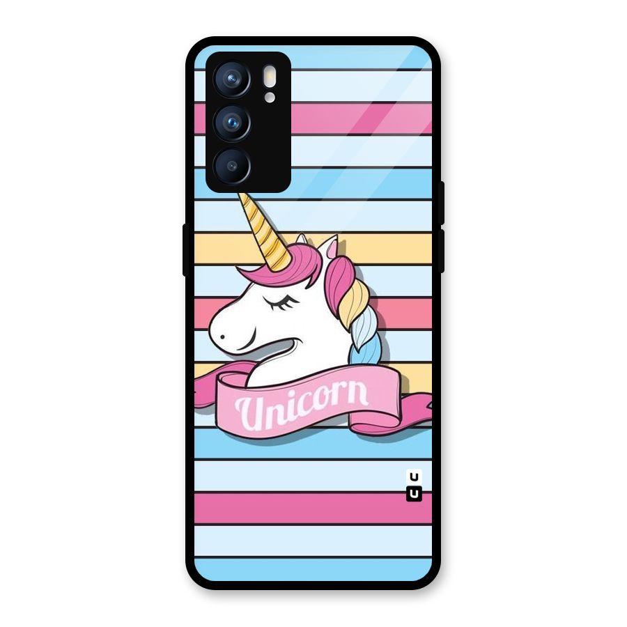 Unicorn Stripes Glass Back Case for Oppo Reno6 5G