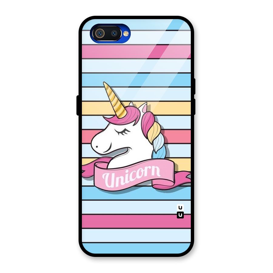 Unicorn Stripes Glass Back Case for Realme C2