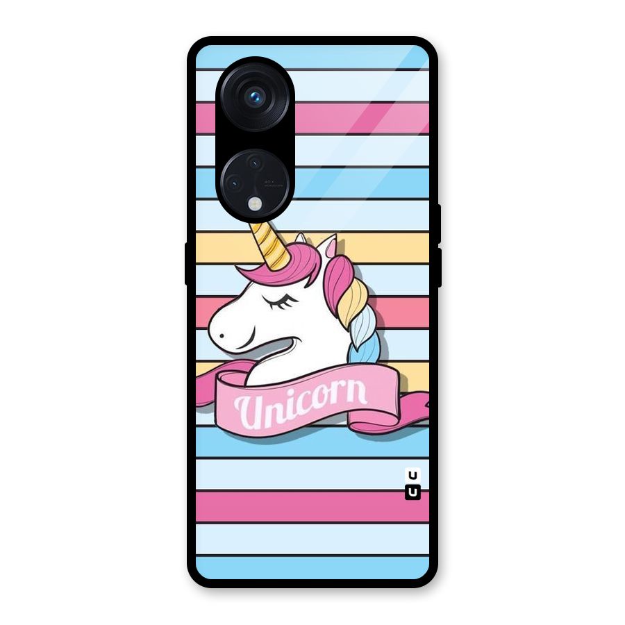 Unicorn Stripes Glass Back Case for Reno8 T 5G