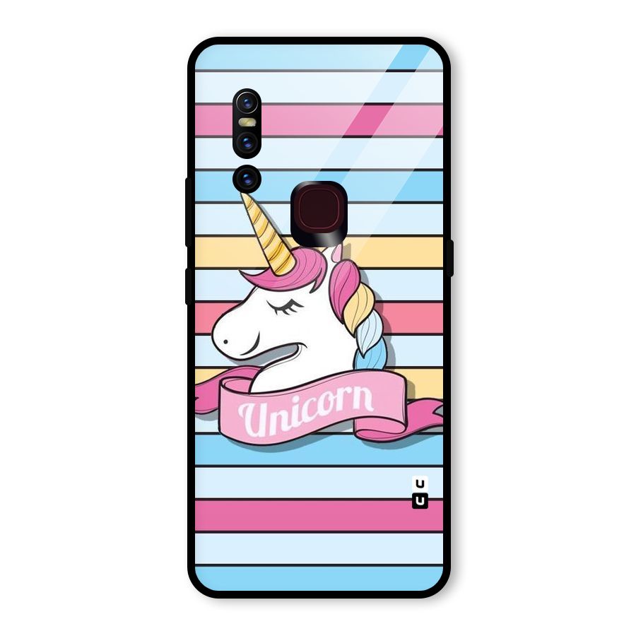 Unicorn Stripes Glass Back Case for Vivo V15