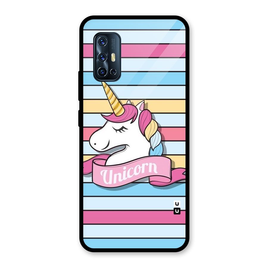 Unicorn Stripes Glass Back Case for Vivo V17