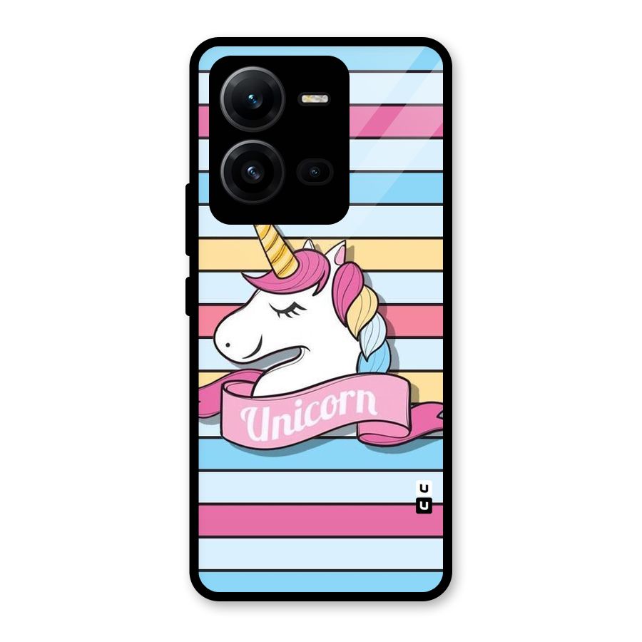 Unicorn Stripes Glass Back Case for Vivo V25
