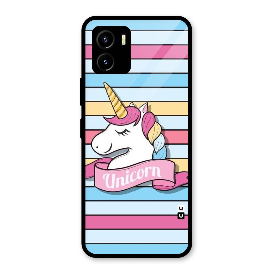Unicorn Stripes Glass Back Case for Vivo Y15s