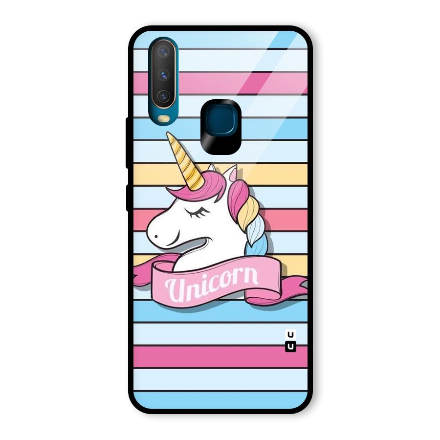 Unicorn Stripes Glass Back Case for Vivo Y17