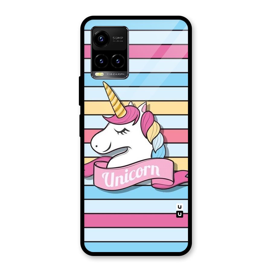 Unicorn Stripes Glass Back Case for Vivo Y21T