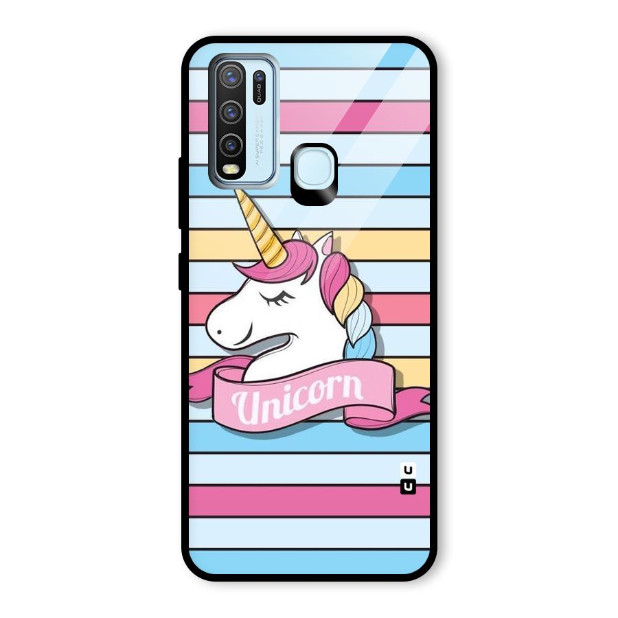 Unicorn Stripes Glass Back Case for Vivo Y30