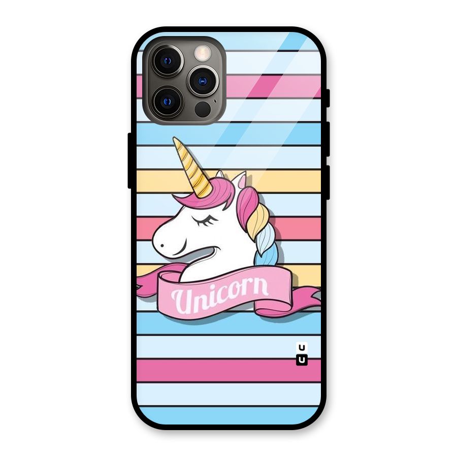 Unicorn Stripes Glass Back Case for iPhone 12 Pro
