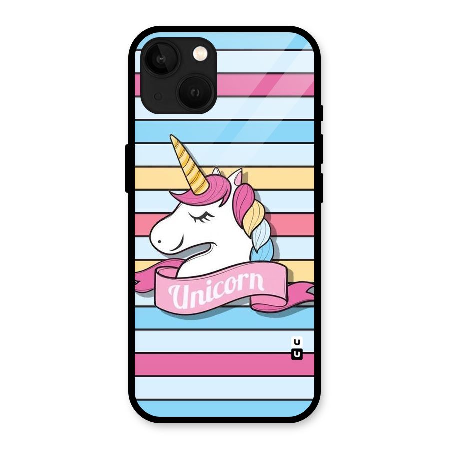 Unicorn Stripes Glass Back Case for iPhone 13