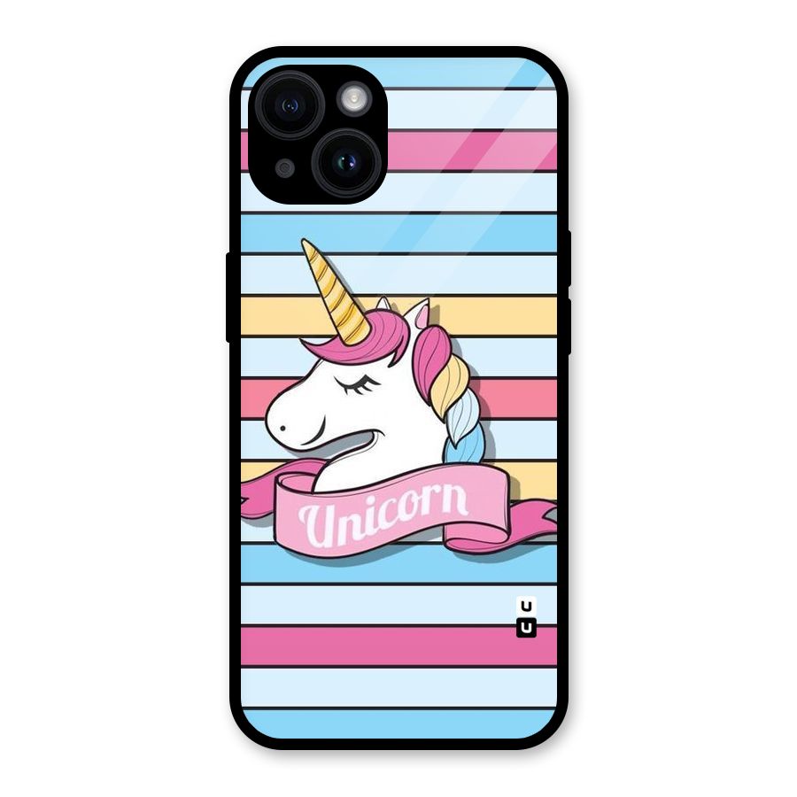 Unicorn Stripes Glass Back Case for iPhone 14