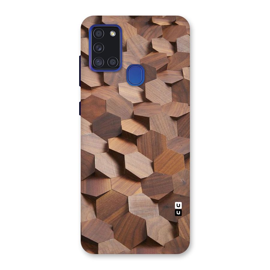 Uplifted Wood Hexagons Back Case for Galaxy A21s