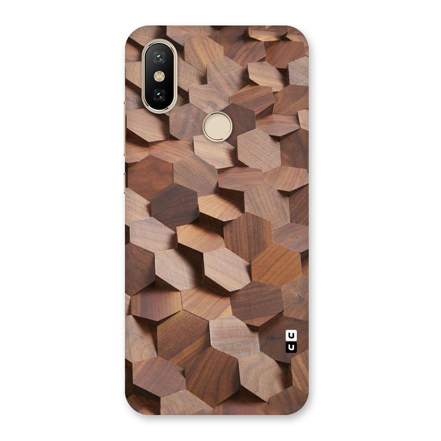 Uplifted Wood Hexagons Back Case for Mi A2
