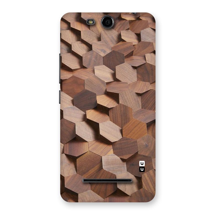 Uplifted Wood Hexagons Back Case for Micromax Canvas Juice 3 Q392