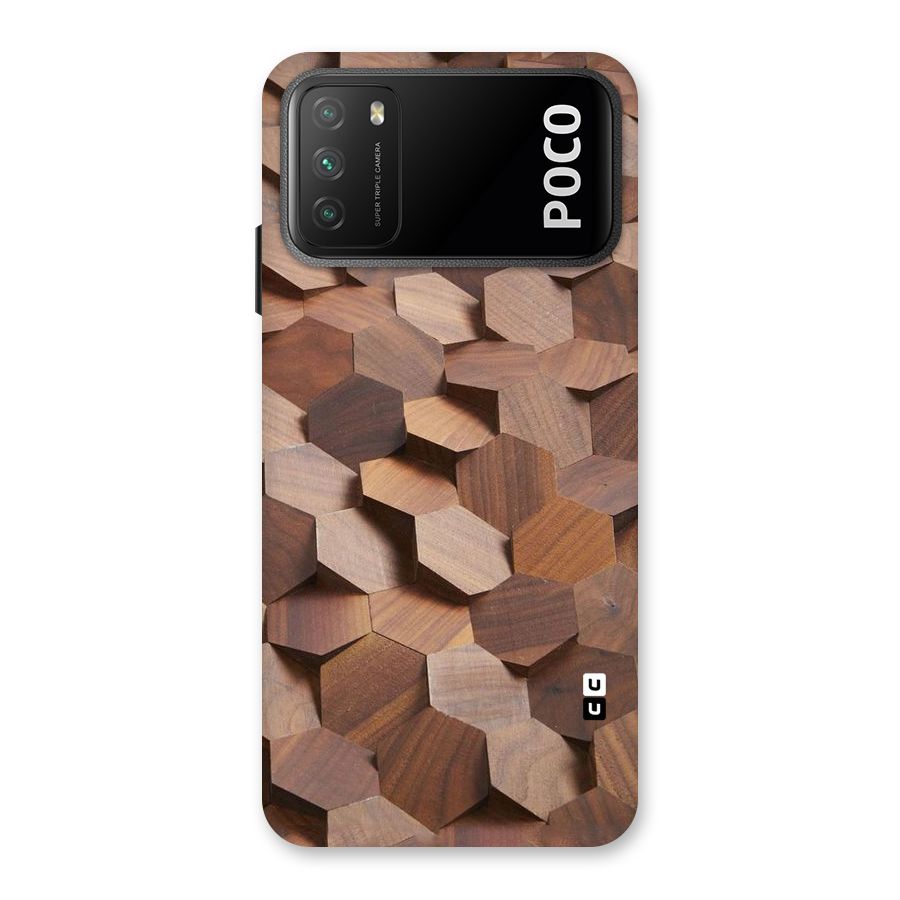 Uplifted Wood Hexagons Back Case for Poco M3
