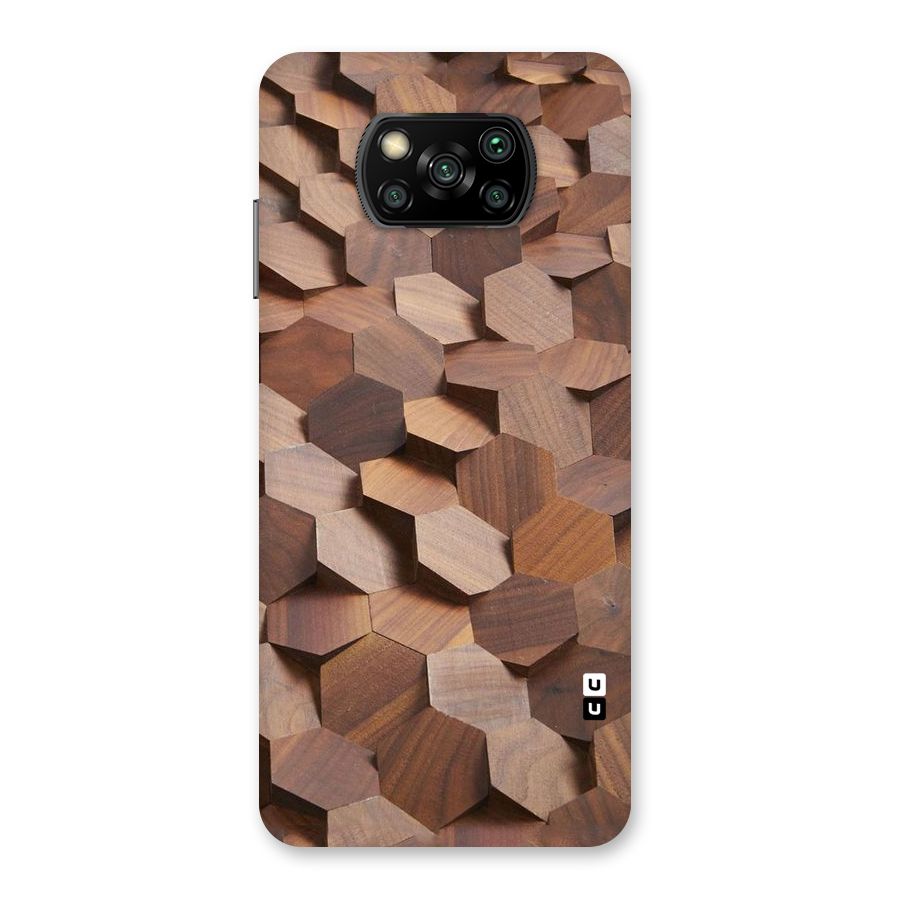 Uplifted Wood Hexagons Back Case for Poco X3