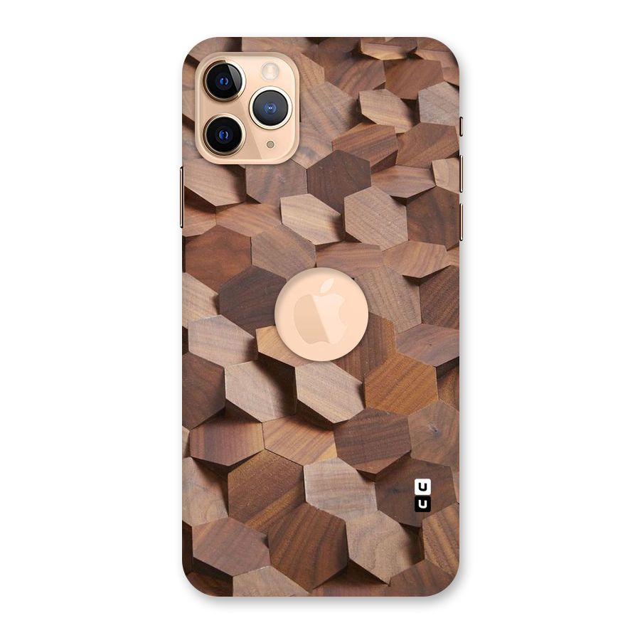 Uplifted Wood Hexagons Back Case for iPhone 11 Pro Max Logo Cut