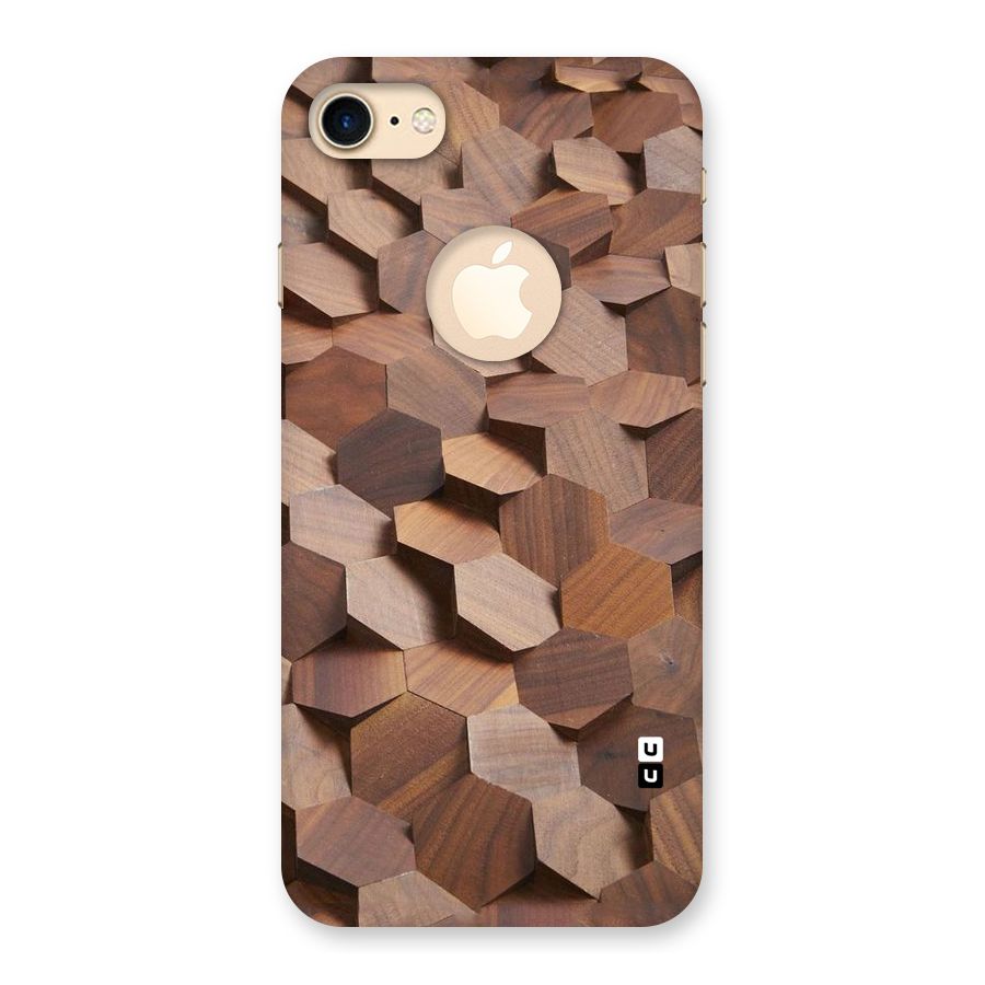 Uplifted Wood Hexagons Back Case for iPhone 7 Logo Cut