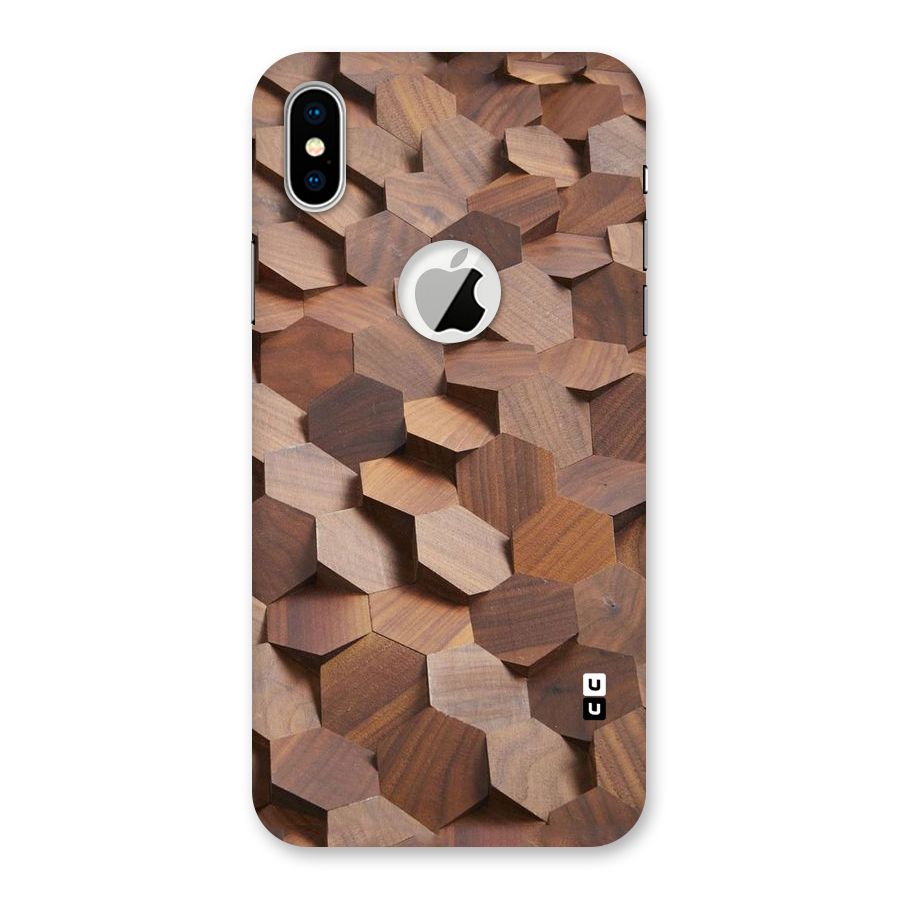 Uplifted Wood Hexagons Back Case for iPhone XS Logo Cut