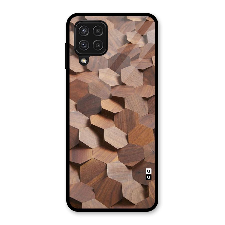 Uplifted Wood Hexagons Glass Back Case for Galaxy A22 4G