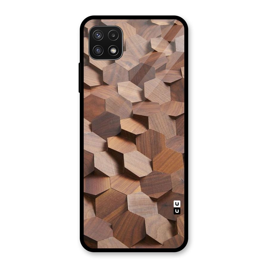 Uplifted Wood Hexagons Glass Back Case for Galaxy A22 5G