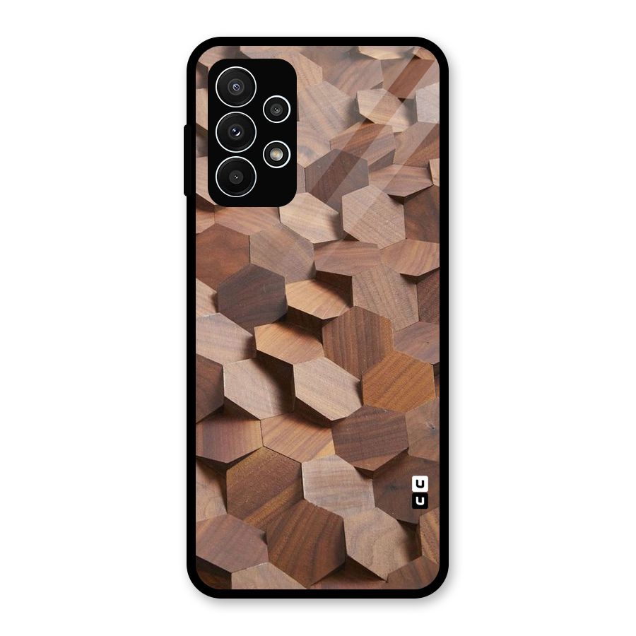 Uplifted Wood Hexagons Glass Back Case for Galaxy A23