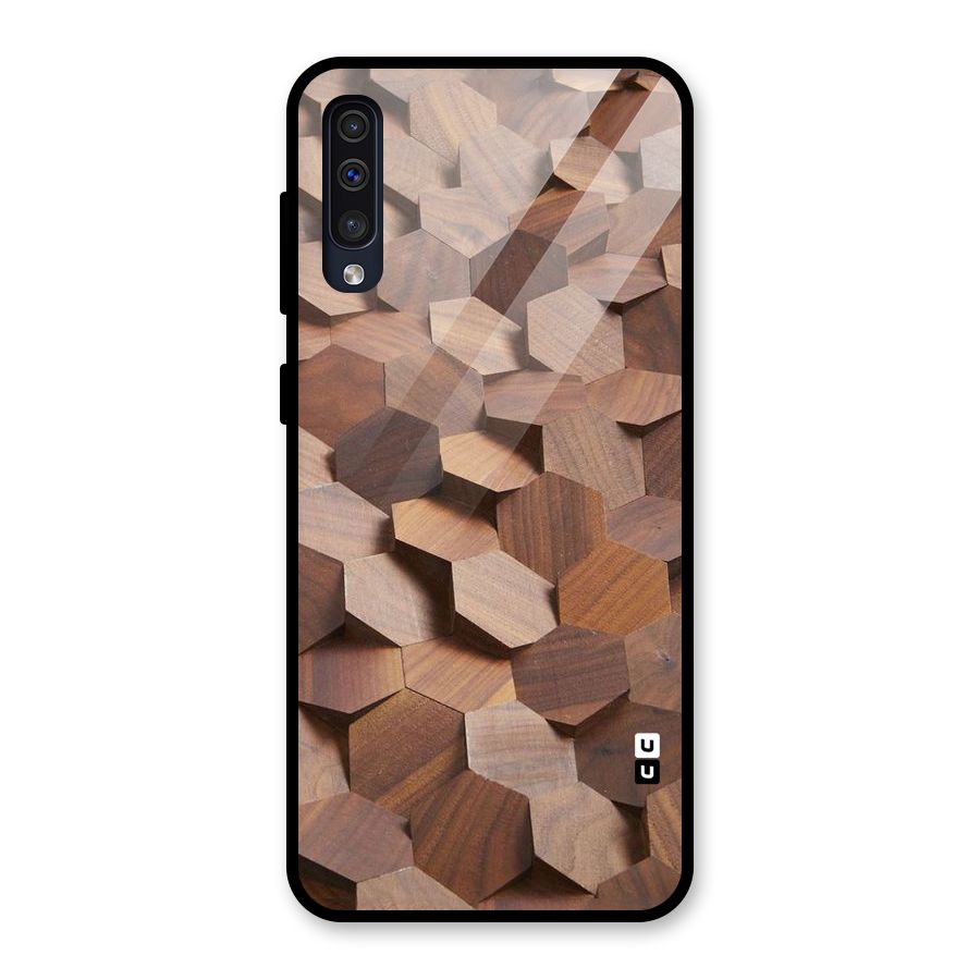 Uplifted Wood Hexagons Glass Back Case for Galaxy A30s