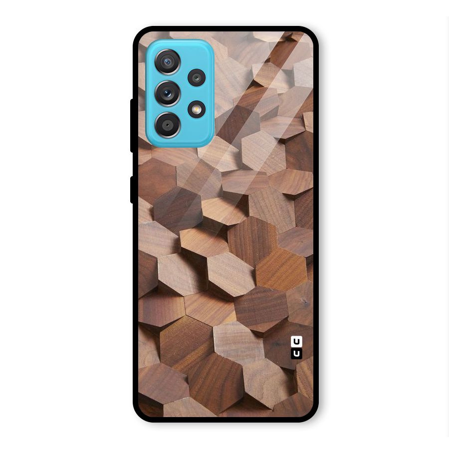 Uplifted Wood Hexagons Glass Back Case for Galaxy A52