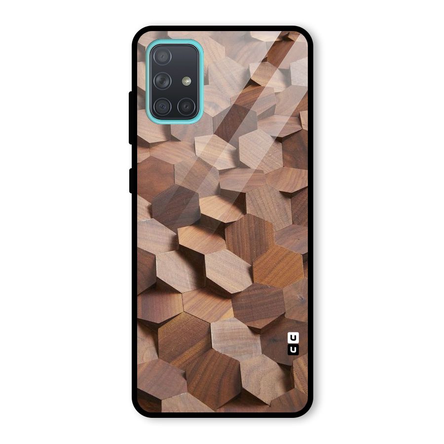 Uplifted Wood Hexagons Glass Back Case for Galaxy A71