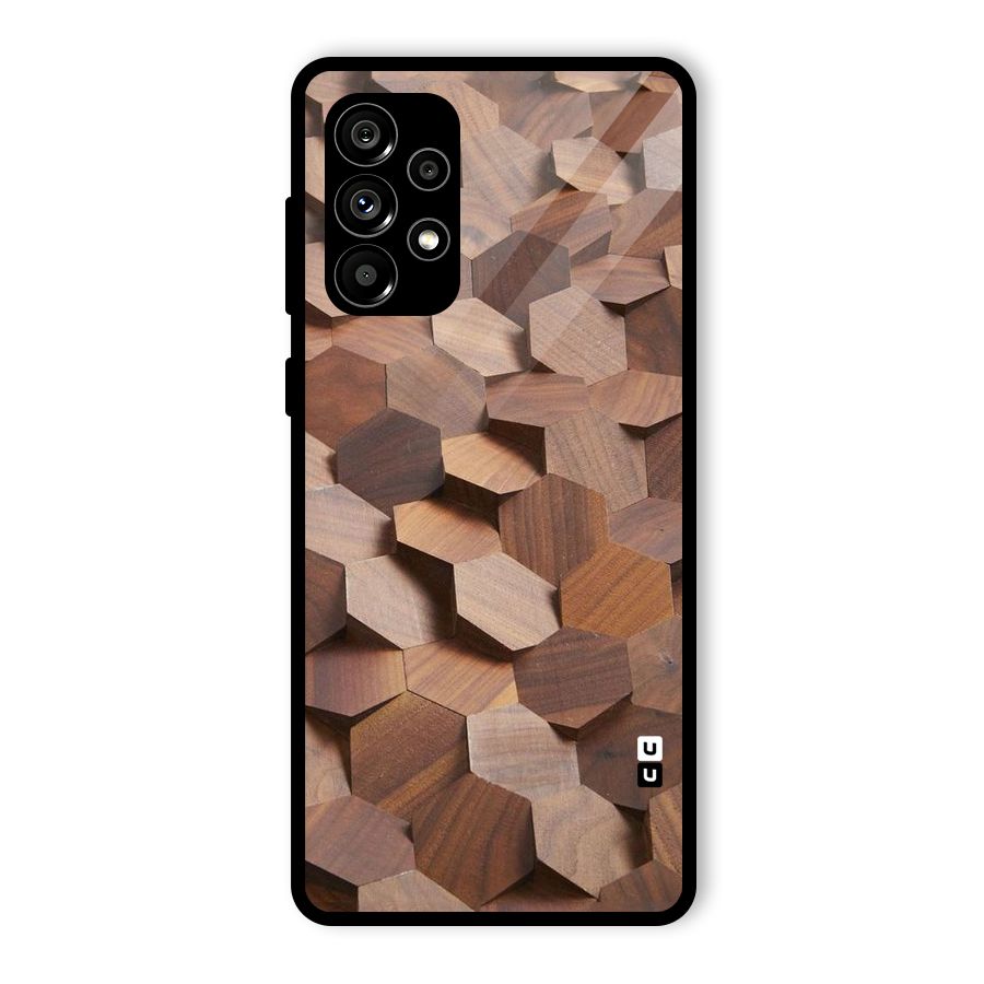 Uplifted Wood Hexagons Glass Back Case for Galaxy A73 5G
