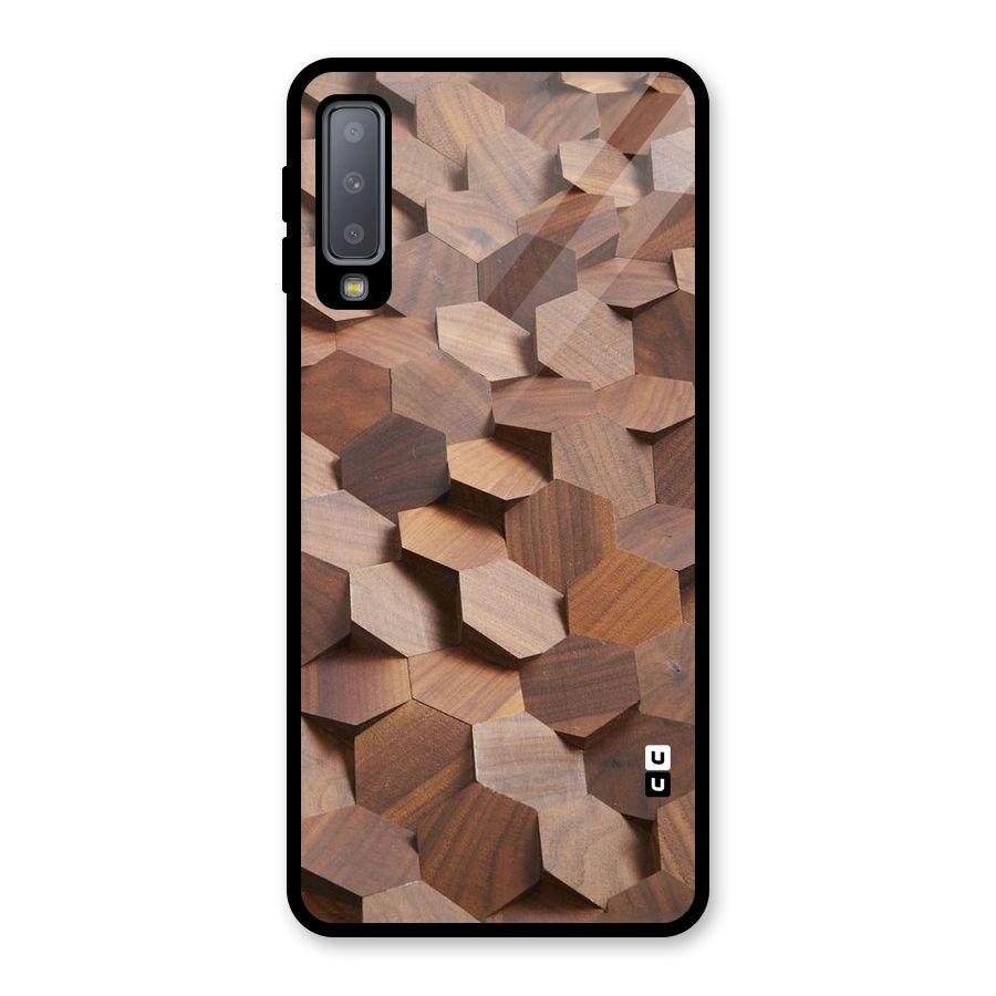 Uplifted Wood Hexagons Glass Back Case for Galaxy A7 (2018)