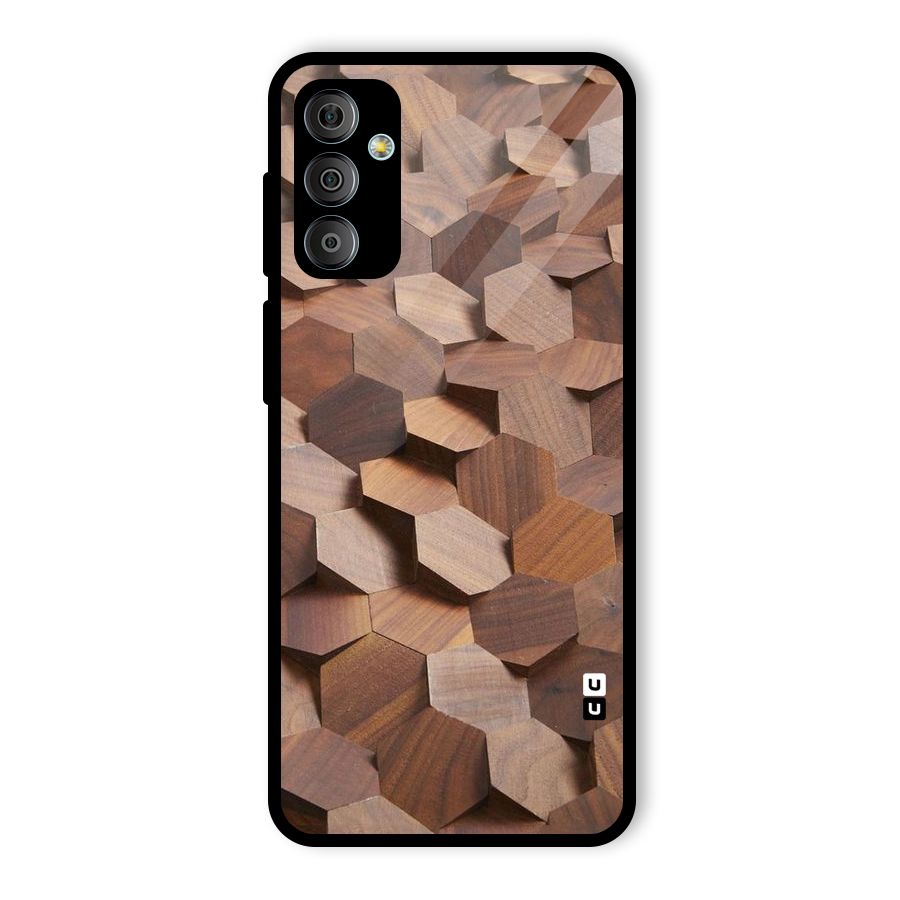 Uplifted Wood Hexagons Glass Back Case for Galaxy F23