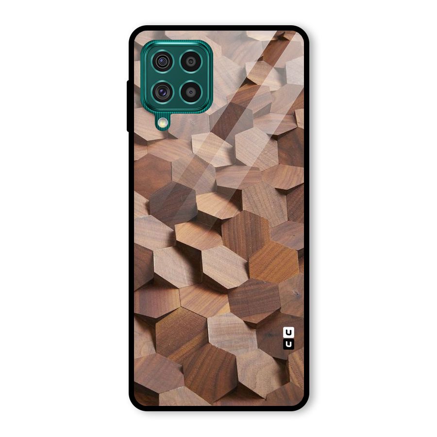 Uplifted Wood Hexagons Glass Back Case for Galaxy F62