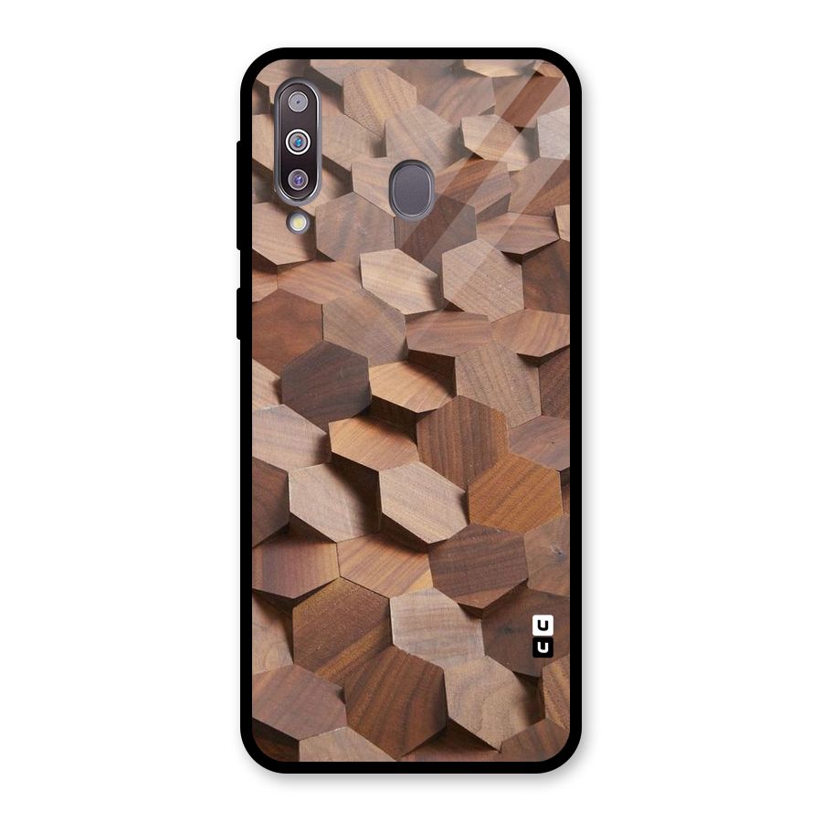 Uplifted Wood Hexagons Glass Back Case for Galaxy M30