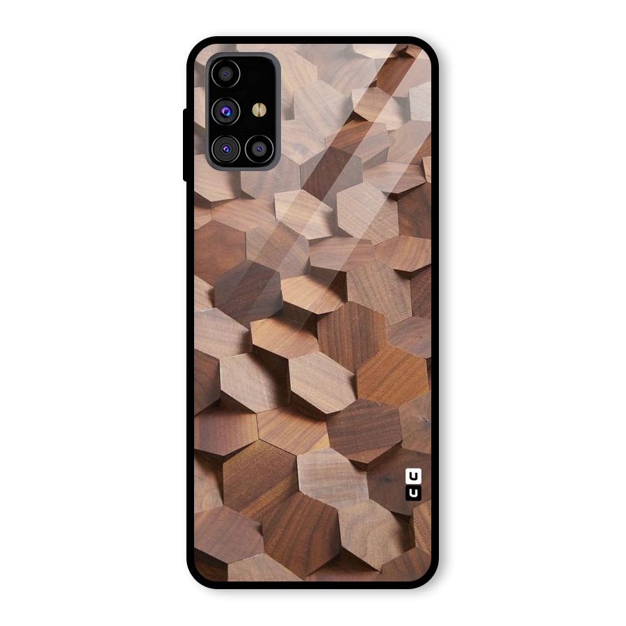 Uplifted Wood Hexagons Glass Back Case for Galaxy M31s