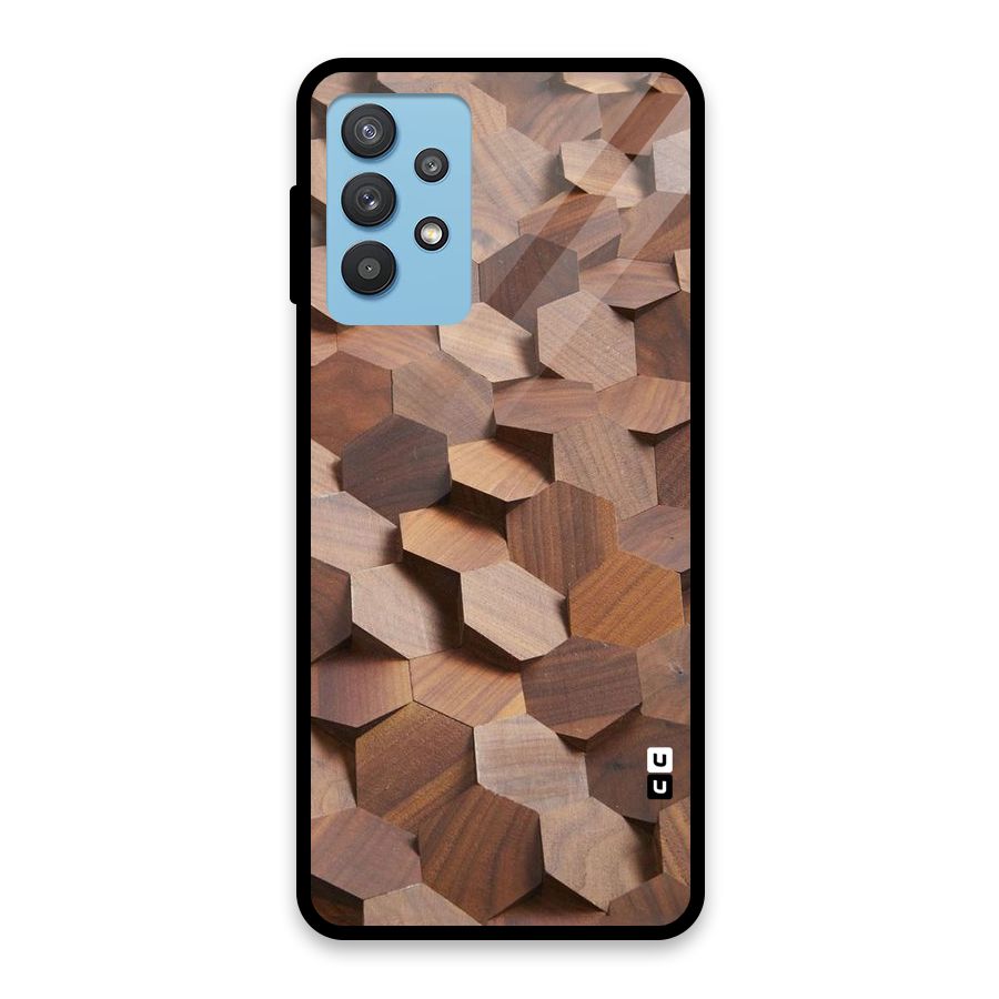 Uplifted Wood Hexagons Glass Back Case for Galaxy M32 5G